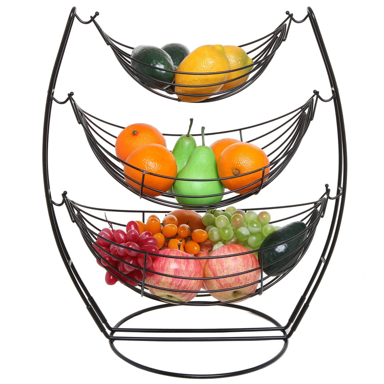 Black Metal Triple Hammock  Produce Basket for Fruits & Vegetables