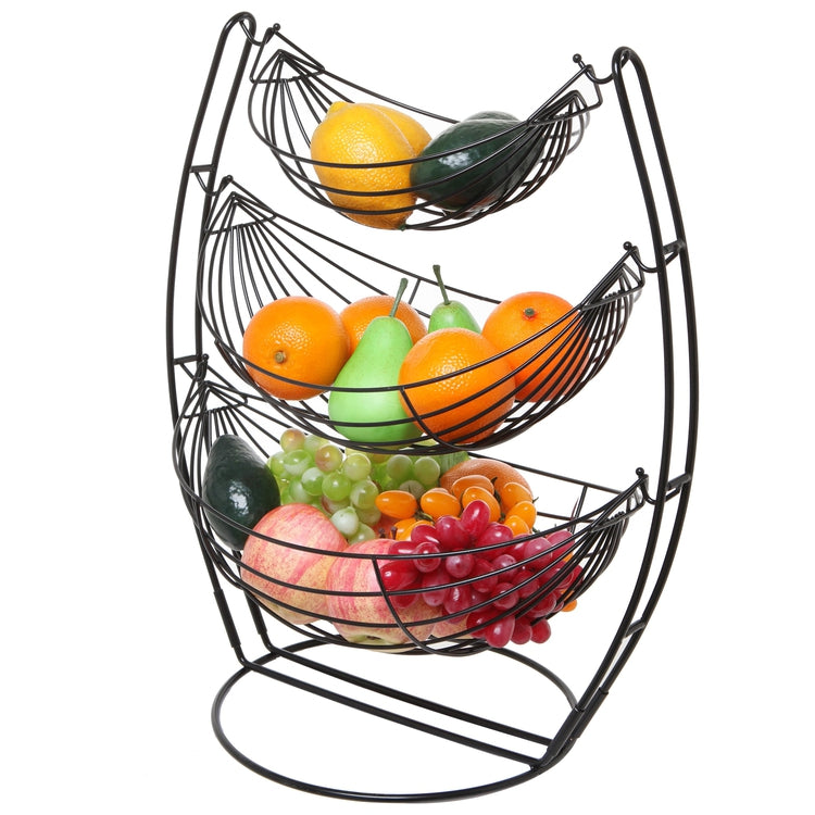 Black Metal Triple Hammock  Produce Basket for Fruits & Vegetables