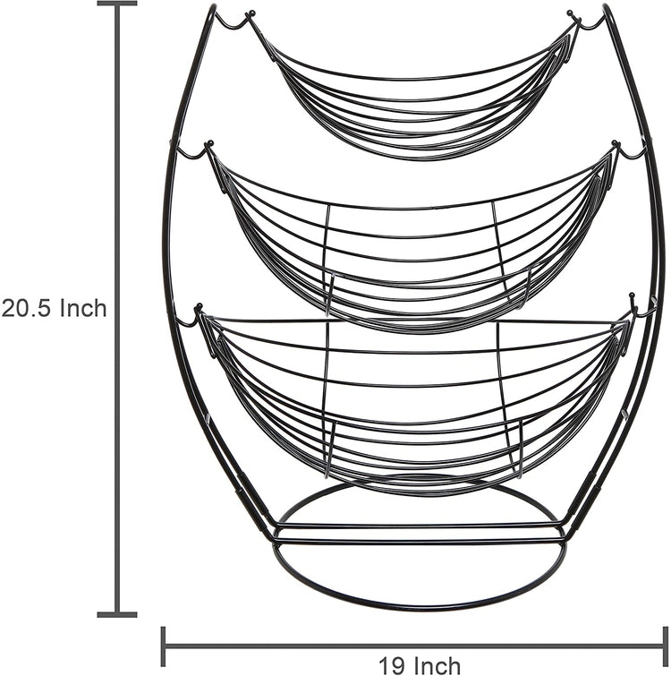 Black Metal Triple Hammock Produce Basket for Fruits & Vegetables