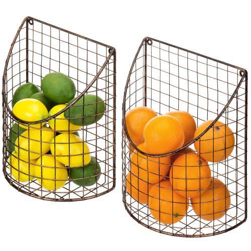 Copper Tone Metal Wire Storage Basket, Set of 2