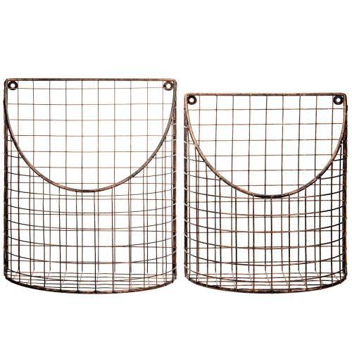 Copper Tone Metal Wire Storage Basket, Set of 2