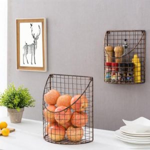Copper Tone Metal Wire Storage Basket, Set of 2