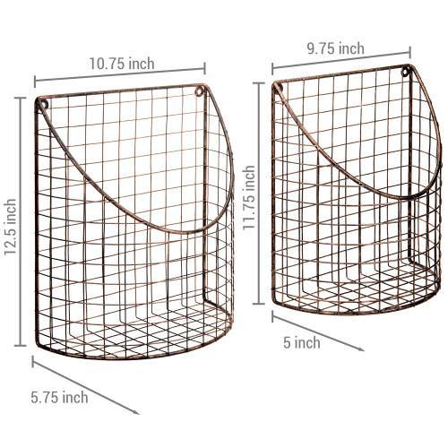 Copper Tone Metal Wire Storage Basket, Set of 2