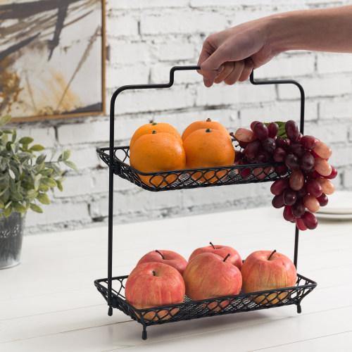 Vintage Design Black Metal Wire Fruit Basket