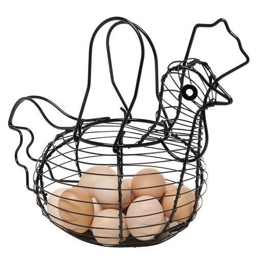 Black Metal Wire Chicken Egg Basket/Decorative Kitchen Baskets